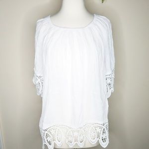 Sundance Tops - Sundance crystelle lace hem top white Sundance Tops - Sundance crystelle lace hem top white